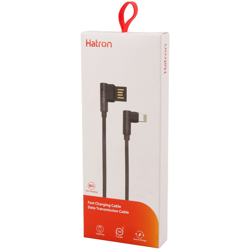 کابل آیفونی فست شارژ Hatron HC180I 2.4A 1m دو سر L