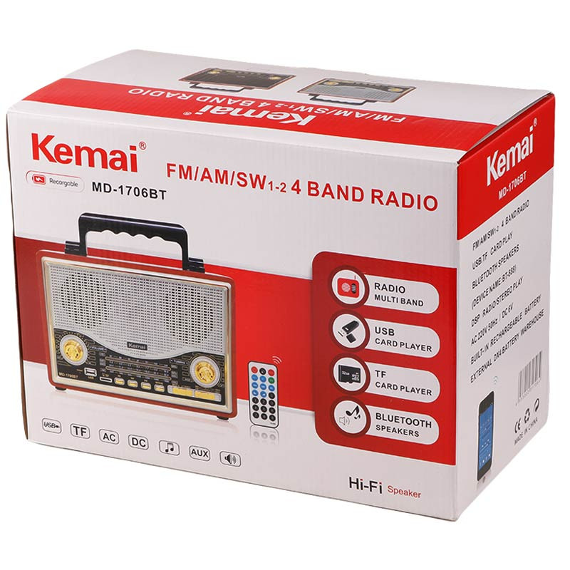 رادیو اسپیکر بلوتوثی رم و فلش خور Kemai MD-1706BT + ریموت کنترل