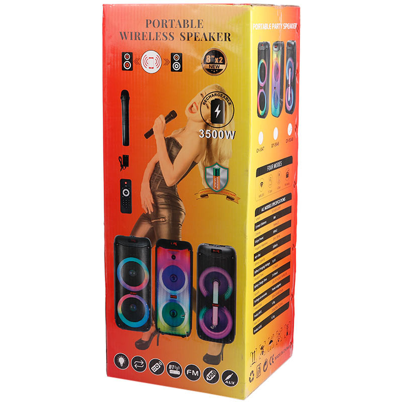اسپیکر چمدانی بلوتوثی رم و فلش خور GY-5049 + میکروفون و ریموت کنترل