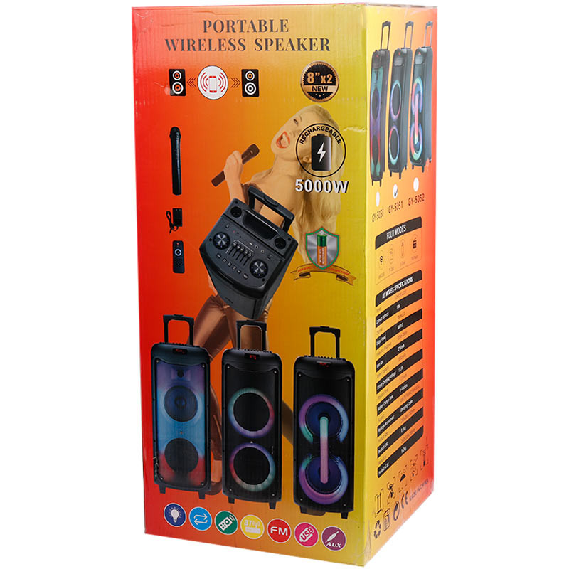 اسپیکر چمدانی بلوتوثی رم و فلش خور GY-5051 + میکروفون و ریموت کنترل
