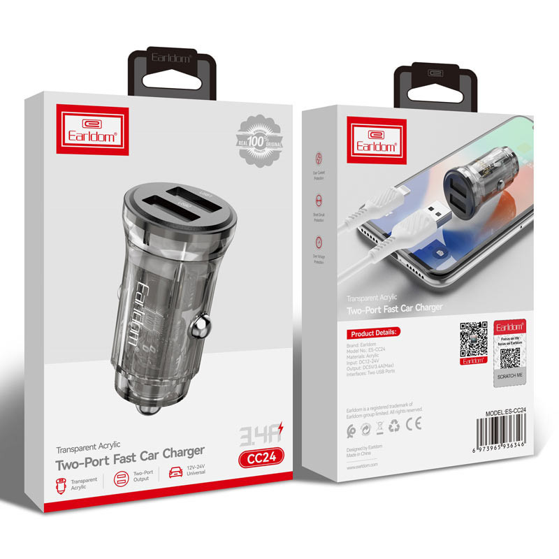 شارژر فندکی فست شارژ Earldom ES-CC24 3.4A 15W