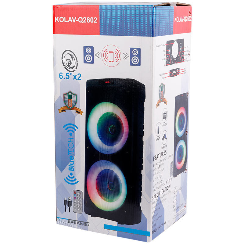 اسپیکر چمدانی بلوتوثی فلش خور Kolav-Q2602 + ریموت کنترل