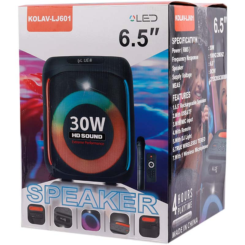 اسپیکر بلوتوثی رم و فلش خور Kolav-LJ601 + میکروفون و ریموت کنترل