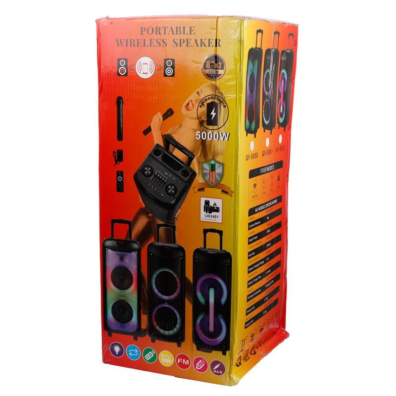اسپیکر چمدانی بلوتوثی رم و فلش خور GY-5050 + میکروفون و ریموت کنترل