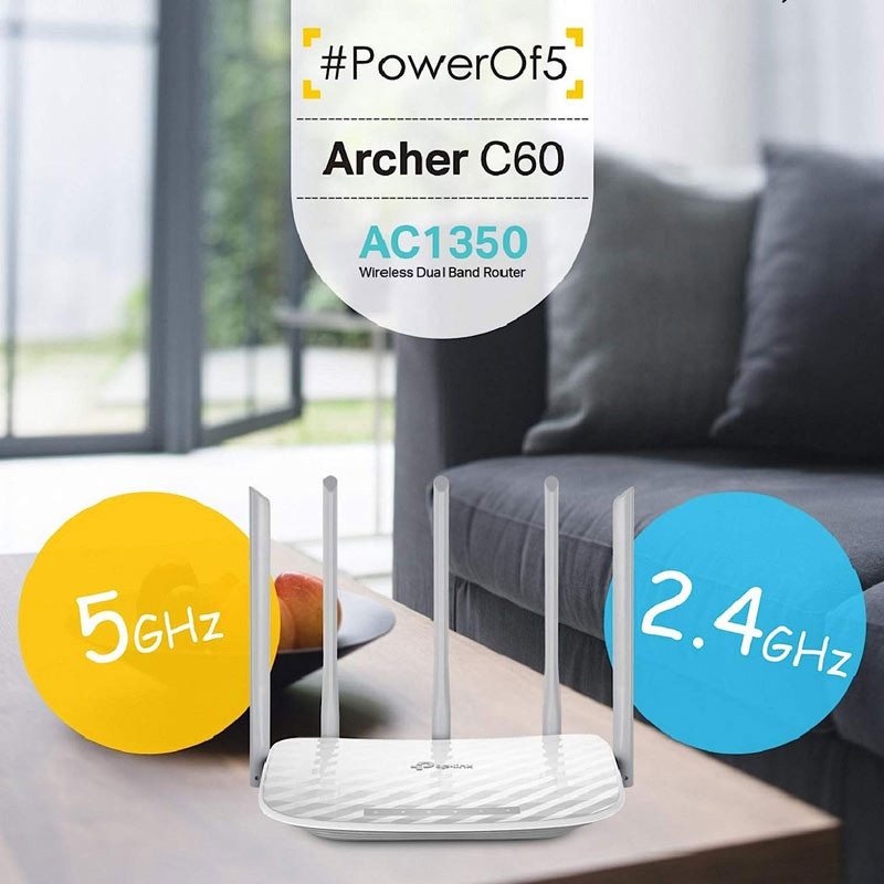روتر 5 آنتن TP-Link AC1350 Archer C60 450Mbps