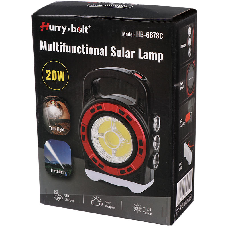چراغ قوه شارژی خورشیدی Hurry.bolt HB-6678C