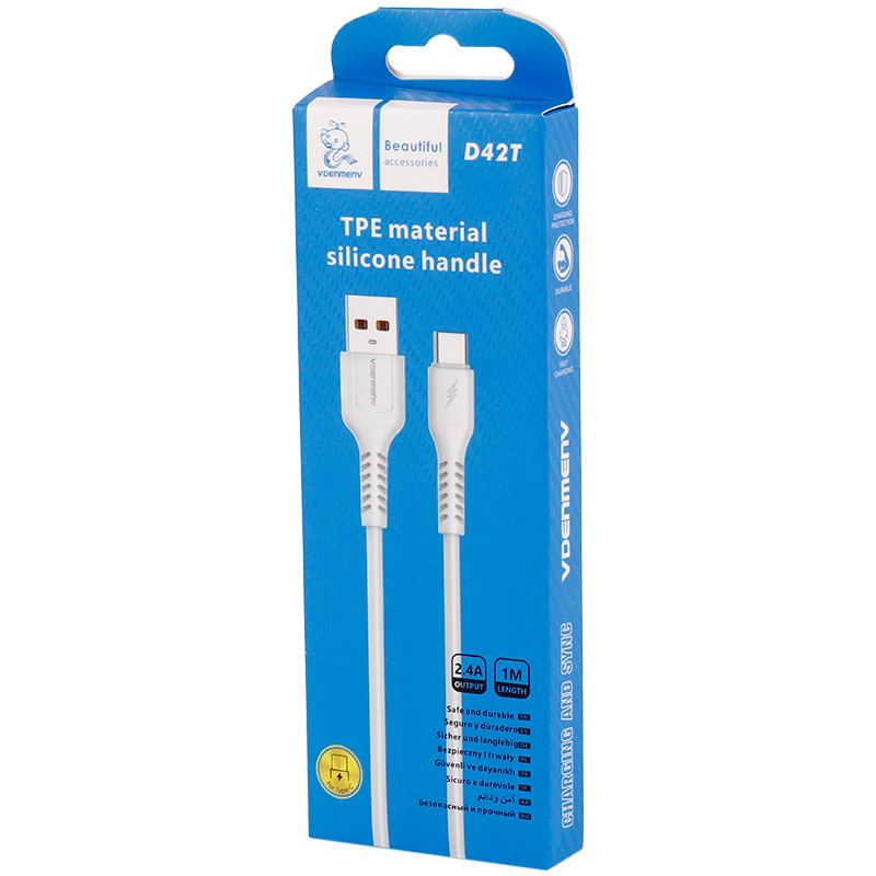 کابل تایپ سی فست شارژ Vdenmenv D42T 2.4A 1m