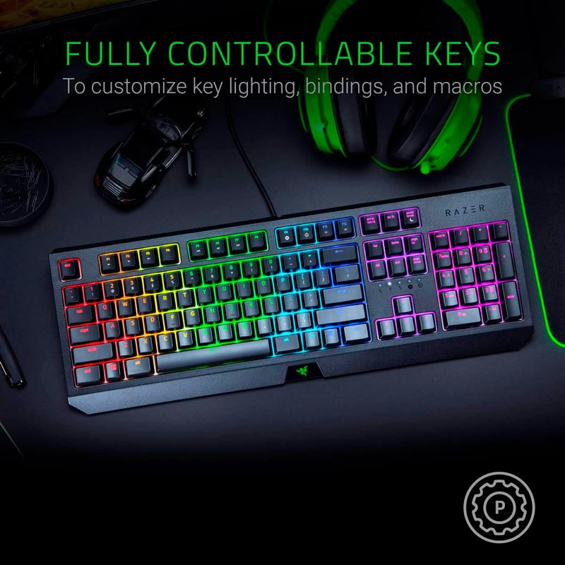 کیبورد گیمینگ ریزر BlackWidow Chroma Green Switch