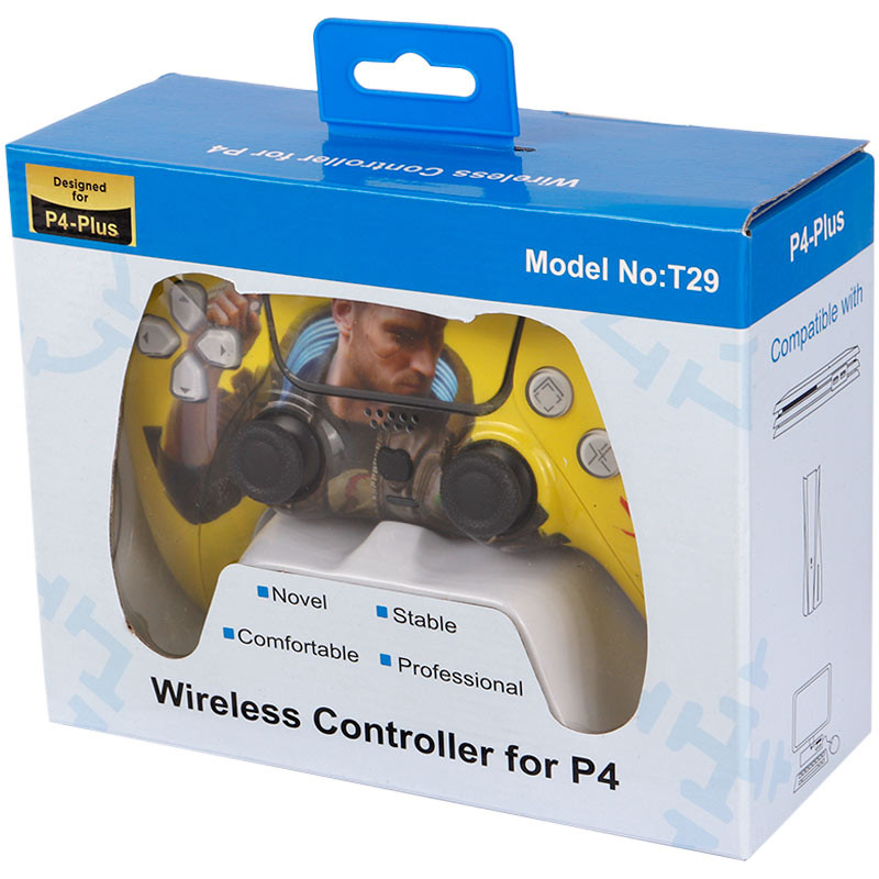 دسته بازی بی سیم طرح پلی استیشن فایو P4-Plus T29 Cyberpunk 2077 PS4 / PC