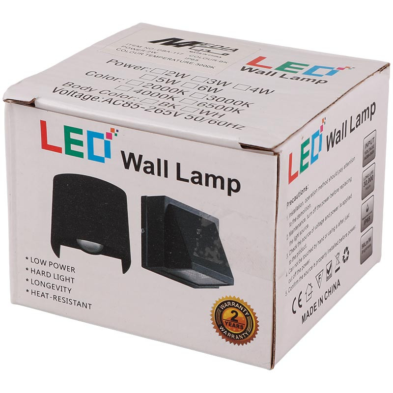 چراغ دیواری دکوراتیو دو طرفه Media DBA-117 2W