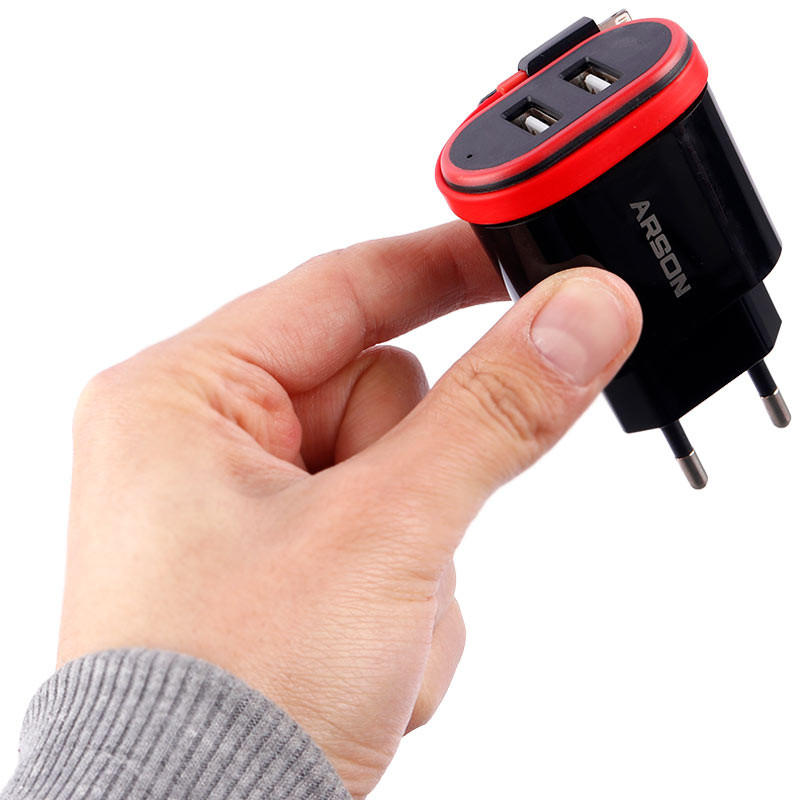 شارژر سیم وصل آیفونی Arson AN-06 + دو پورت USB