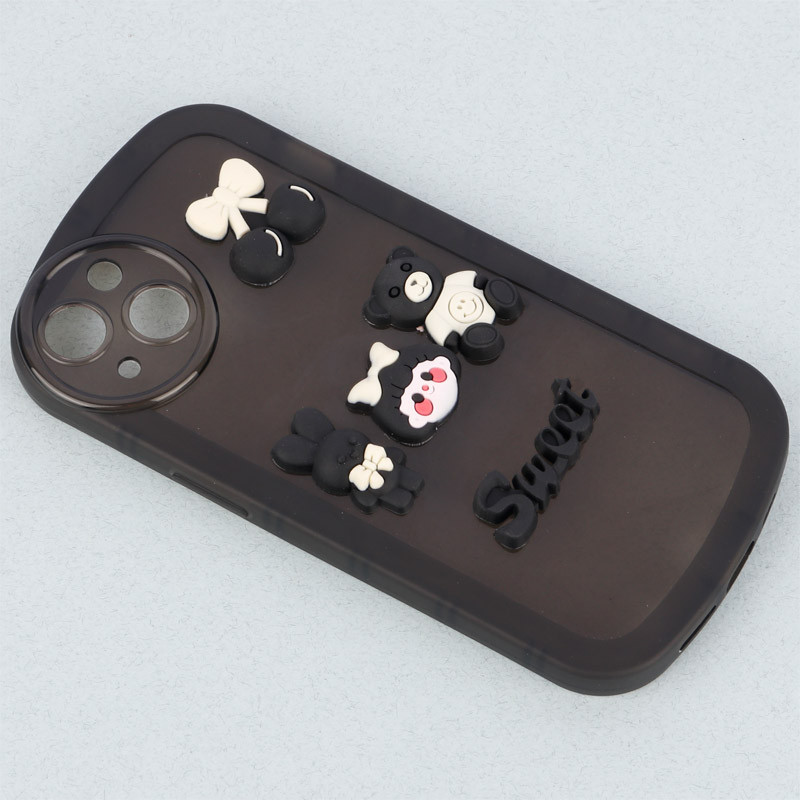 قاب متال ژله ای عروسکی برجسته محافظ لنزدار iPhone 13