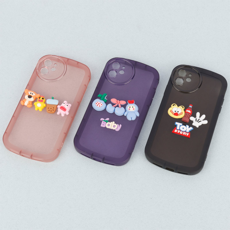 قاب متال ژله ای عروسکی برجسته محافظ لنزدار iPhone 11