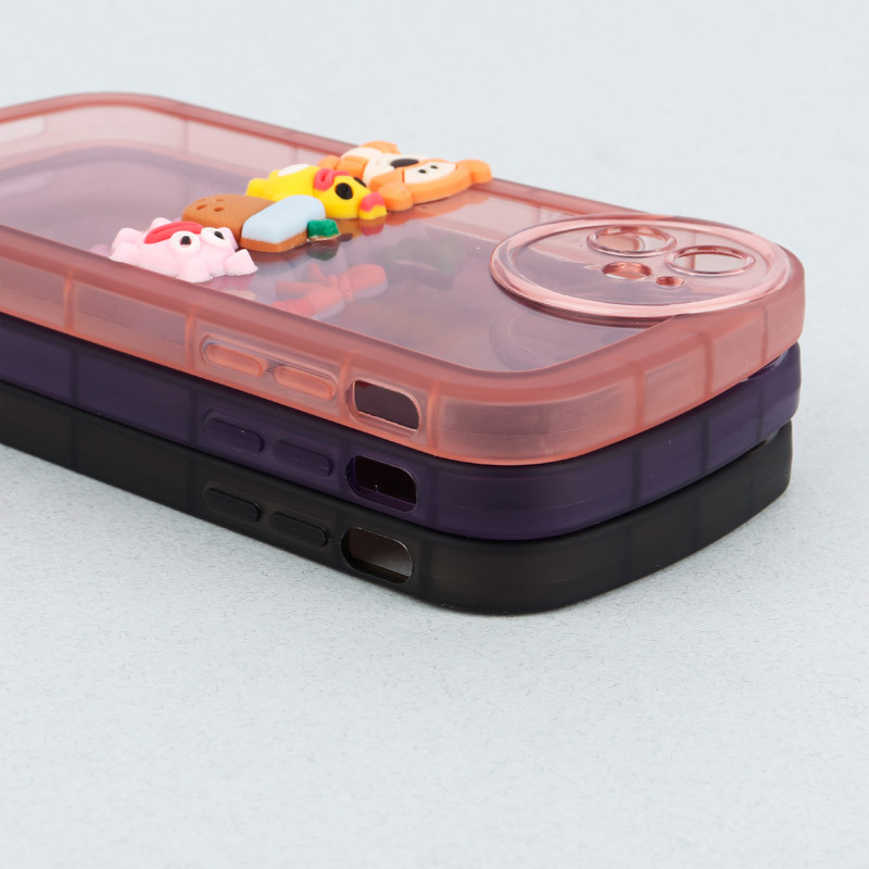 قاب متال ژله ای عروسکی برجسته محافظ لنزدار iPhone 11