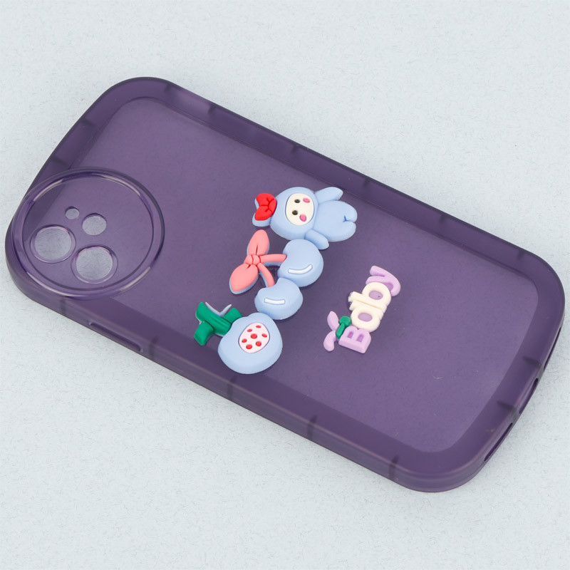 قاب متال ژله ای عروسکی برجسته محافظ لنزدار iPhone 11