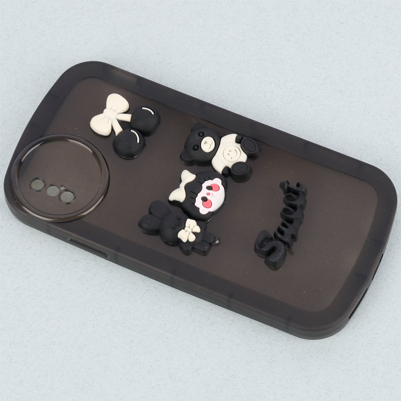 قاب متال ژله ای عروسکی برجسته محافظ لنزدار iPhone X / XS