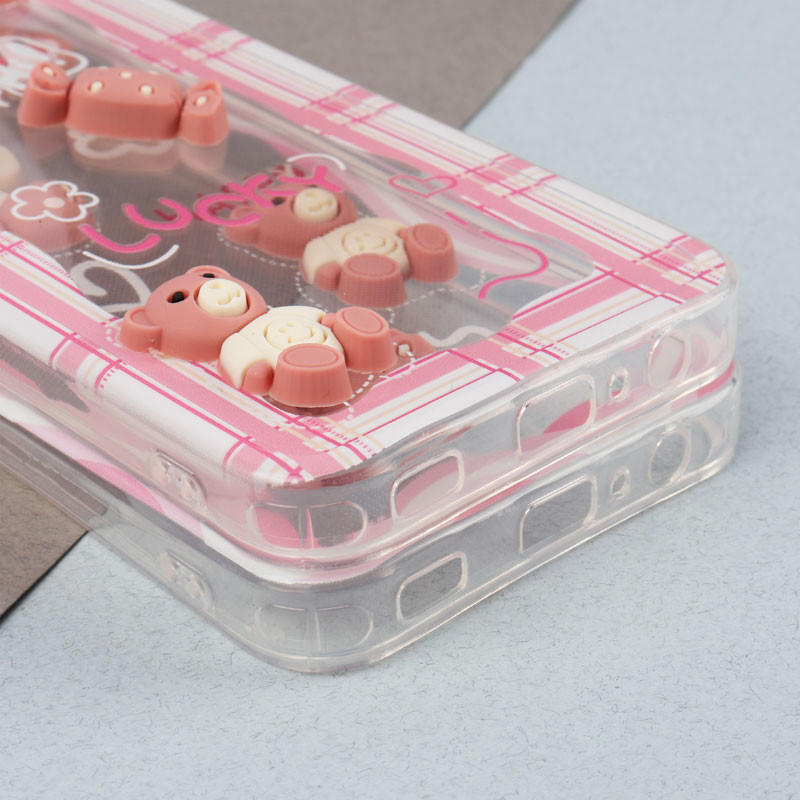 قاب ژله ای عروسک برجسته محافظ لنزدار + بند آویز لنیارد Samsung Galaxy A03s