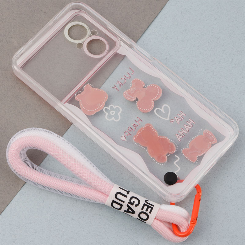 قاب ژله ای عروسک برجسته محافظ لنزدار + بند آویز لنیارد Xiaomi Poco M5