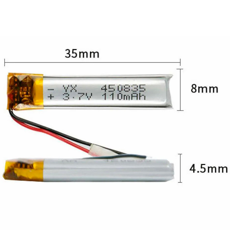 باتری لیتیوم 110mAh 4.5*8*35mm 450835