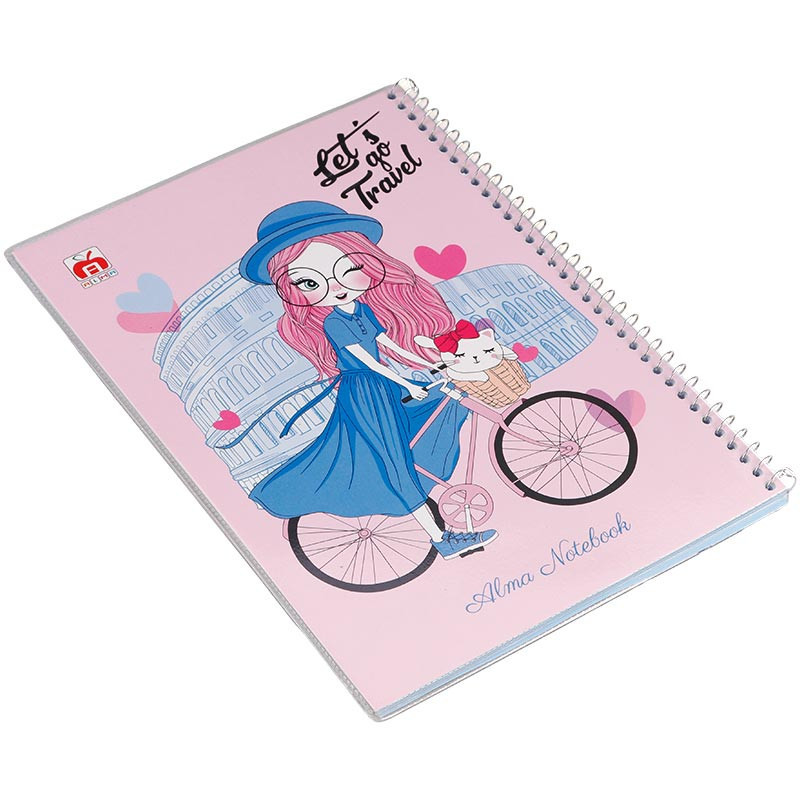 دفتر سیمی 40 برگ طرح فانتزی دخترانه نهال آلما کد 7483