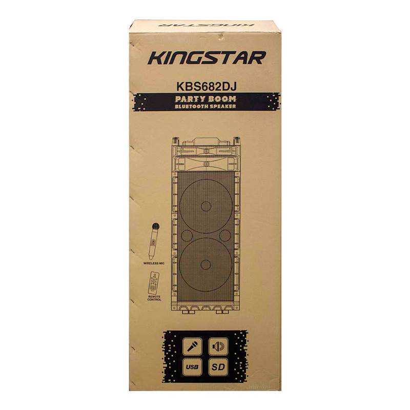 اسپیکر چمدانی بلوتوثی رم و فلش خور KingStar KBS682DJ + میکروفون و ریموت کنترل