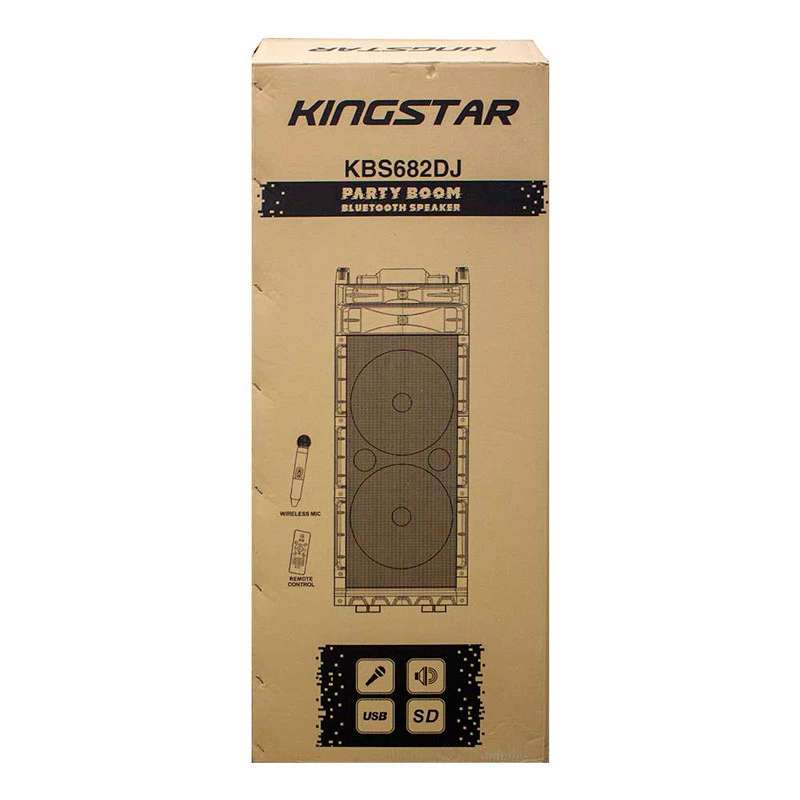 اسپیکر چمدانی بلوتوثی رم و فلش خور KingStar KBS682DJ + میکروفون و ریموت کنترل