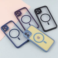 قاب PC شفاف متال ایرون دور رنگی مگ سیف محافظ لنزدار iPhone 11