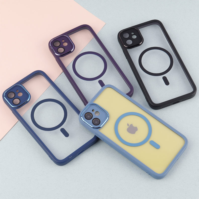 قاب PC شفاف متال ایرون دور رنگی مگ سیف محافظ لنزدار iPhone 11