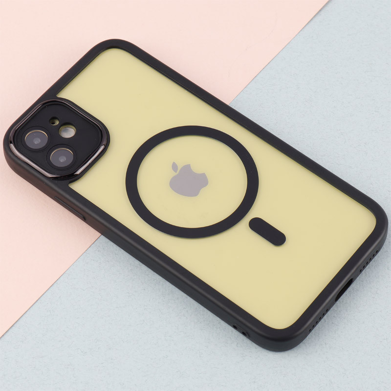 قاب PC شفاف متال ایرون دور رنگی مگ سیف محافظ لنزدار iPhone 11
