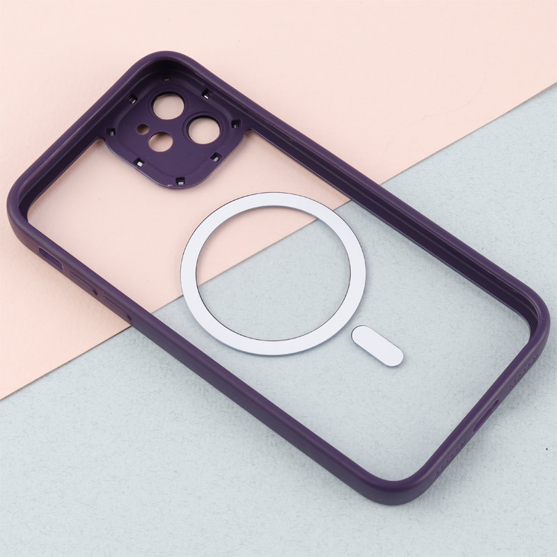 قاب PC شفاف متال ایرون دور رنگی مگ سیف محافظ لنزدار iPhone 11