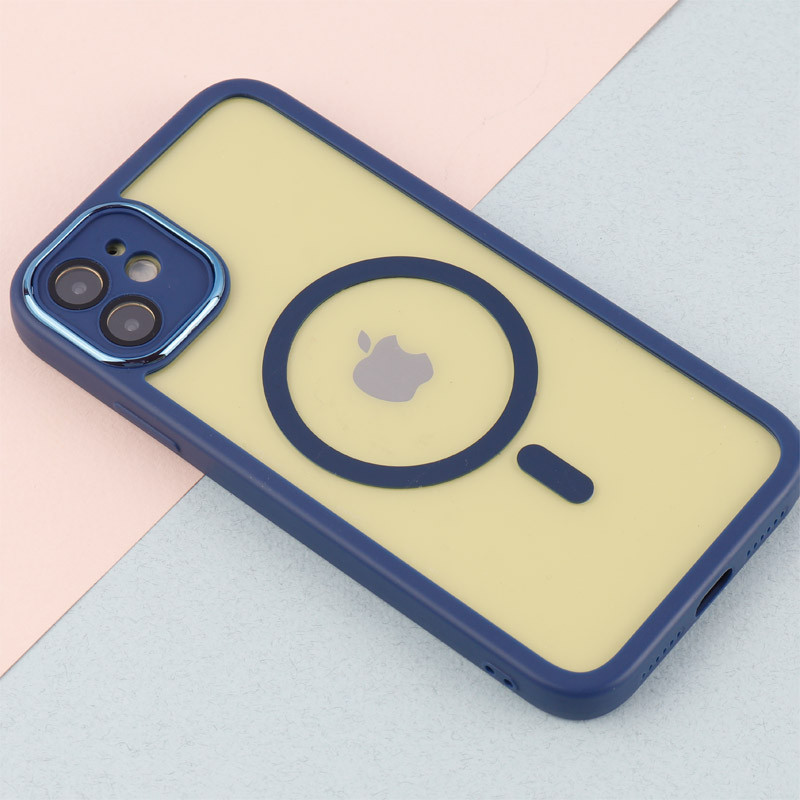 قاب PC شفاف متال ایرون دور رنگی مگ سیف محافظ لنزدار iPhone 11