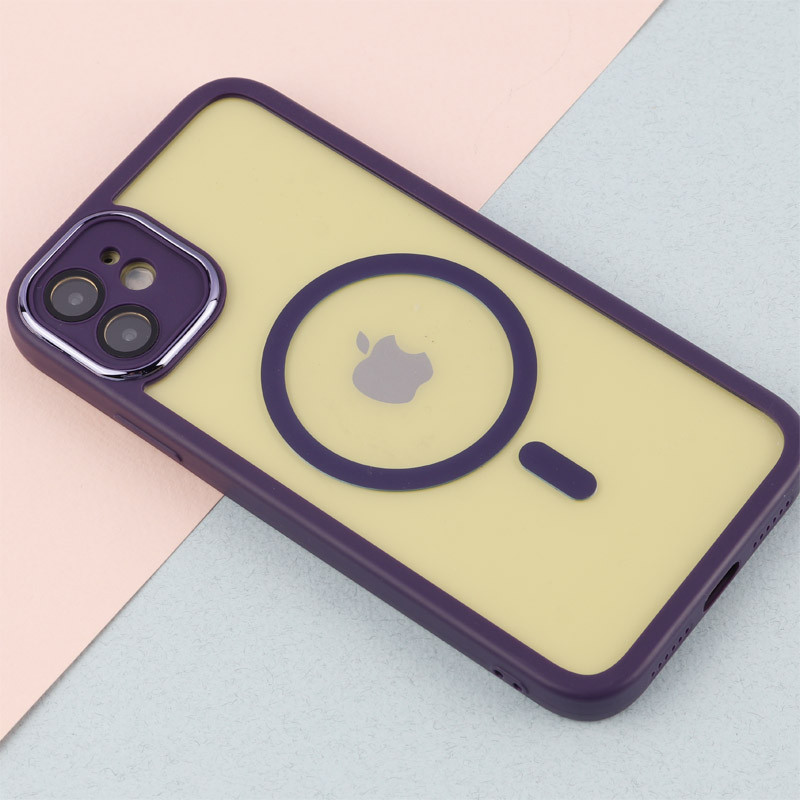 قاب PC شفاف متال ایرون دور رنگی مگ سیف محافظ لنزدار iPhone 11