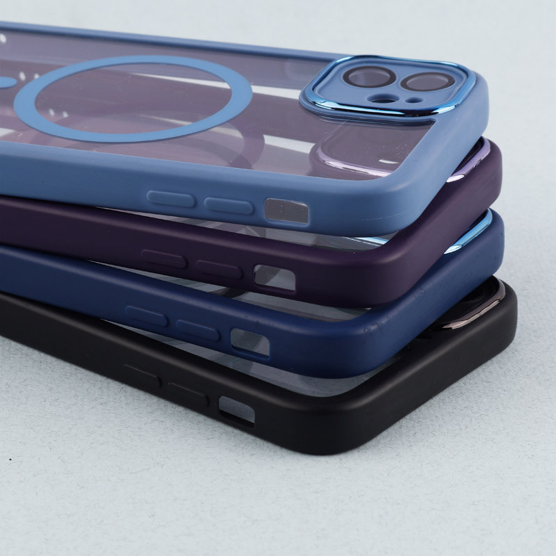 قاب PC شفاف متال ایرون دور رنگی مگ سیف محافظ لنزدار iPhone 11