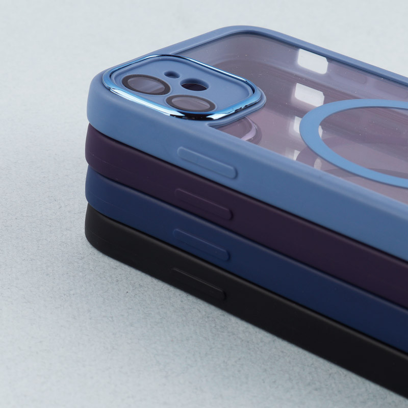 قاب PC شفاف متال ایرون دور رنگی مگ سیف محافظ لنزدار iPhone 11