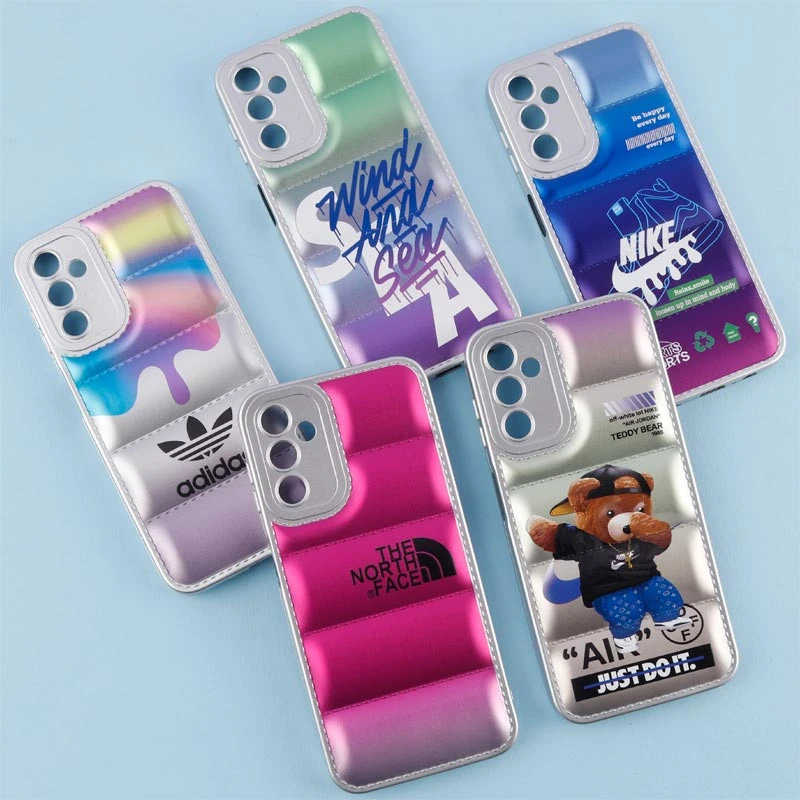 قاب پافر طرح دار متالیک محافظ لنزدار Samsung Galaxy A14 4G / A14 5G