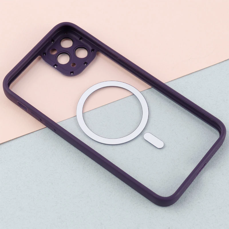 قاب PC شفاف متال ایرون دور رنگی مگ سیف محافظ لنزدار iPhone 11 Pro Max