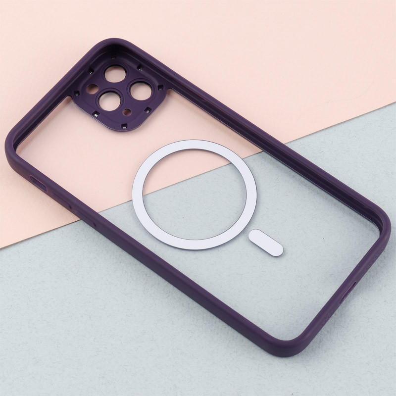 قاب PC شفاف متال ایرون دور رنگی مگ سیف محافظ لنزدار iPhone 11 Pro Max