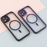 قاب PC شفاف متال ایرون دور رنگی مگ سیف محافظ لنزدار iPhone 12