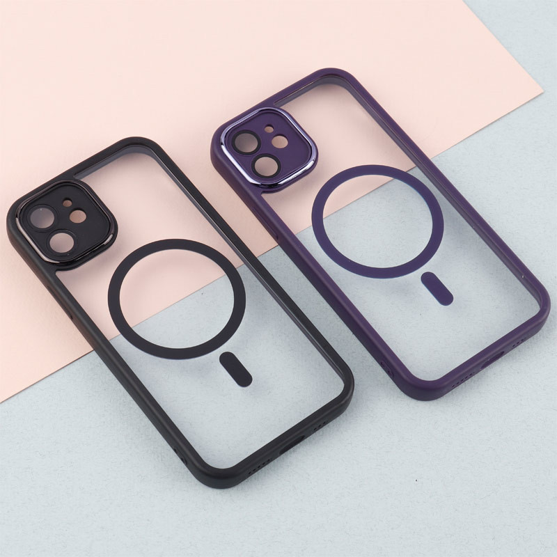 قاب PC شفاف متال ایرون دور رنگی مگ سیف محافظ لنزدار iPhone 12