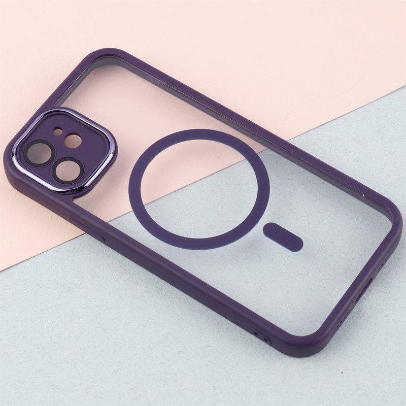 قاب PC شفاف متال ایرون دور رنگی مگ سیف محافظ لنزدار iPhone 12