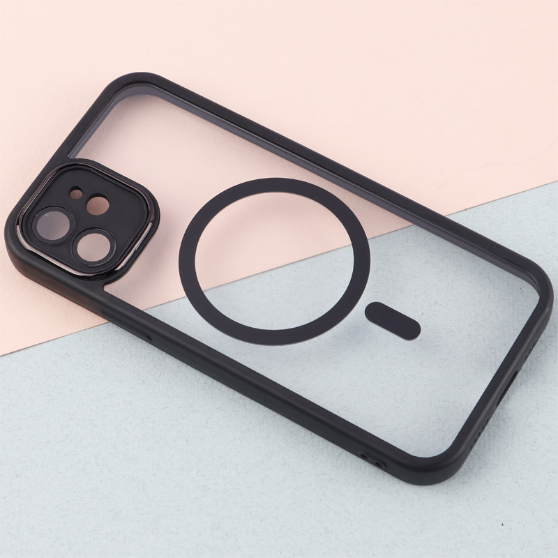 قاب PC شفاف متال ایرون دور رنگی مگ سیف محافظ لنزدار iPhone 12