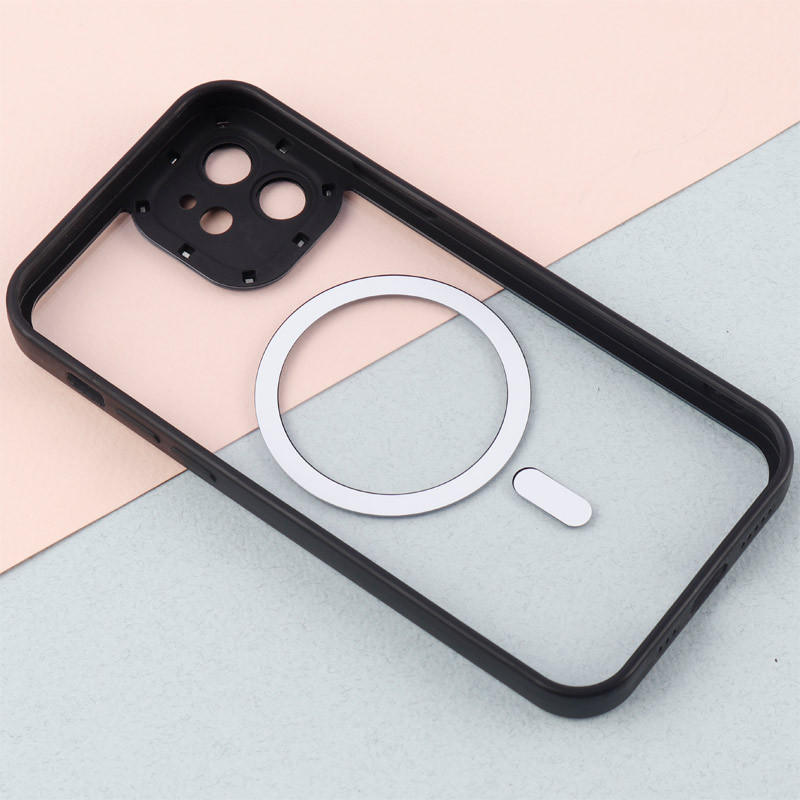 قاب PC شفاف متال ایرون دور رنگی مگ سیف محافظ لنزدار iPhone 12