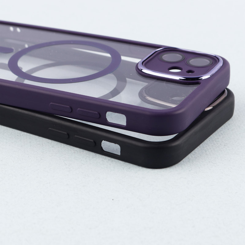 قاب PC شفاف متال ایرون دور رنگی مگ سیف محافظ لنزدار iPhone 12