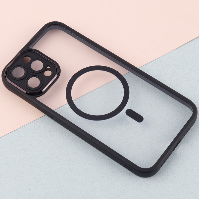 قاب PC شفاف متال ایرون دور رنگی مگ سیف محافظ لنزدار iPhone 12 Pro Max