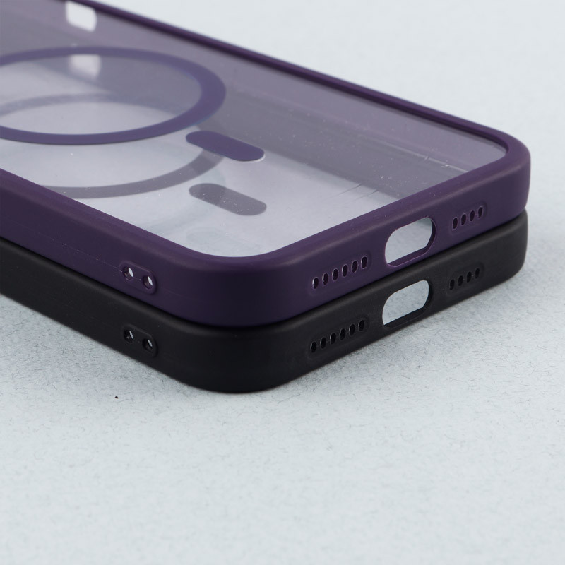 قاب PC شفاف متال ایرون دور رنگی مگ سیف محافظ لنزدار iPhone 12 Pro Max