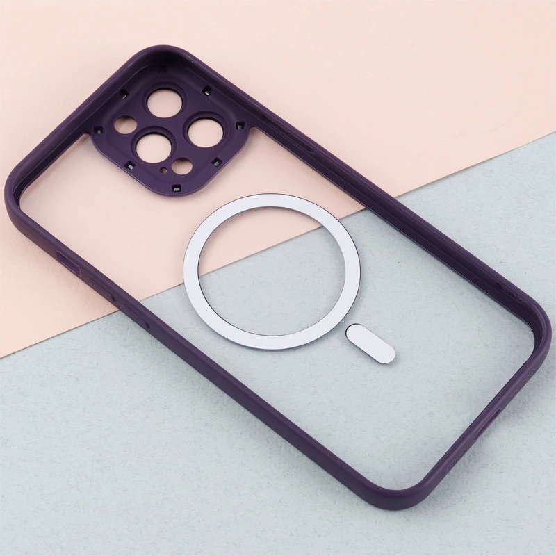 قاب PC شفاف متال ایرون دور رنگی مگ سیف محافظ لنزدار iPhone 12 Pro Max