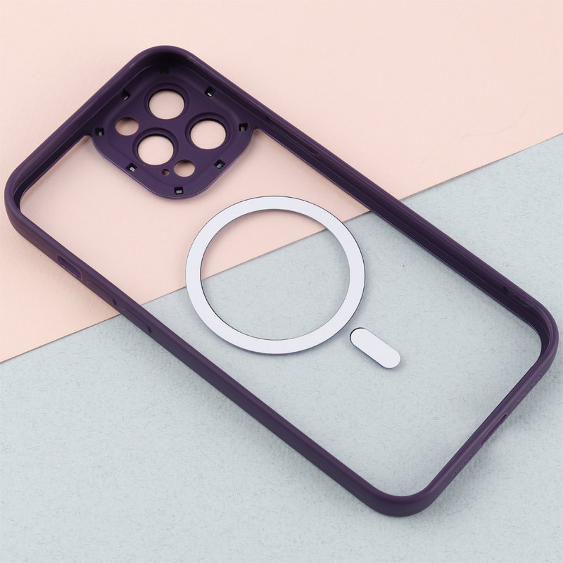 قاب PC شفاف متال ایرون دور رنگی مگ سیف محافظ لنزدار iPhone 12 Pro Max