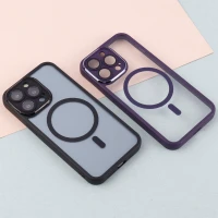 قاب PC شفاف متال ایرون دور رنگی مگ سیف محافظ لنزدار iPhone 13 Pro