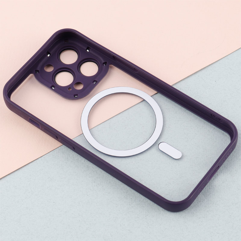 قاب PC شفاف متال ایرون دور رنگی مگ سیف محافظ لنزدار iPhone 13 Pro
