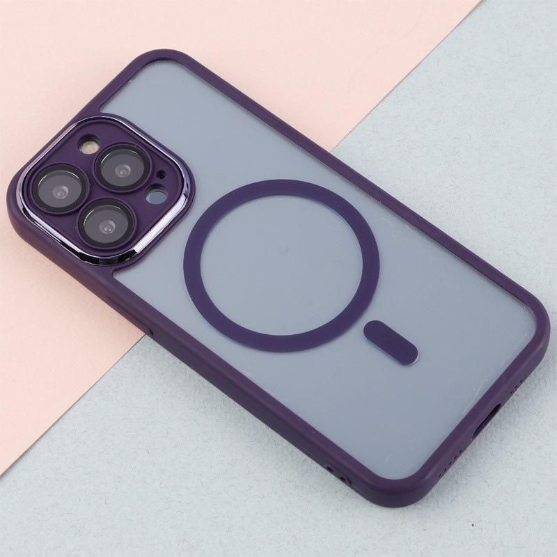 قاب PC شفاف متال ایرون دور رنگی مگ سیف محافظ لنزدار iPhone 13 Pro